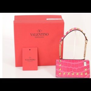Valentino-fuchsia-pink-crocodile-print-leather